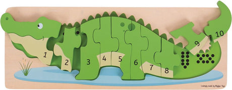 Bigjigs Holz-Zählpuzzle Krokodil, 10-tlg.