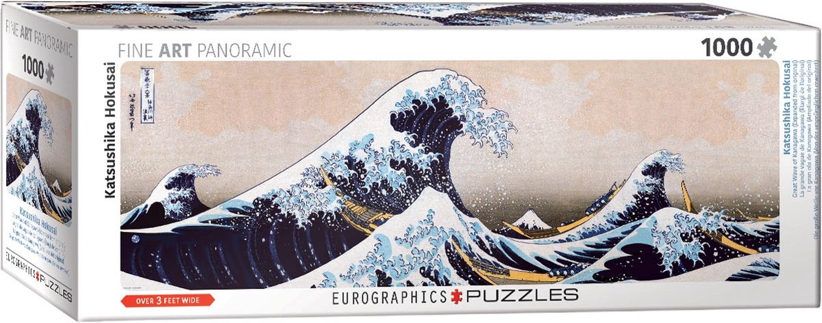 Eurographics – Die große Welle vor Kanagawa (erweitert im Vergleich zum Original) [神奈川沖浪裏 kanagawa-oki nami ura] – Katsushika Hokusai – 1000 Teile 96 × 32 cm (B × H) – Kunst-Panorama-Puzzle