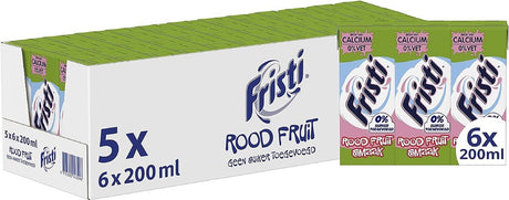 Fristi Geschmack nach roten Früchten – 0 % Zucker – Mini-Getränkepackungen – haltbar – 5 x 6 x 200 ml – Vorteilspackung