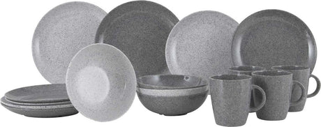 Gimex Solid Line Geschirr - Granit - Grau - 16-teilig