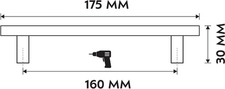 Differnz meubelgreep - plat - boormaat 160 mm - afmeting 175 x 30 mm - kleur goud - 2 bevestigingspunten - geschikt voor kasten en lades - set van 2 stuks - 2 jaar garantie