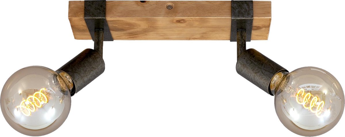 Briloner Leuchten Holz Basic - Deckenleuchte - Strahler drehbar - 2xe27 max. 25 W – Material: Holz und Metall – Farbe: Schwarz und Metallgrau