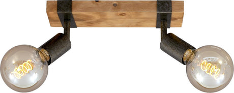 Briloner Leuchten Holz Basic - Deckenleuchte - Strahler drehbar - 2xe27 max. 25 W – Material: Holz und Metall – Farbe: Schwarz und Metallgrau