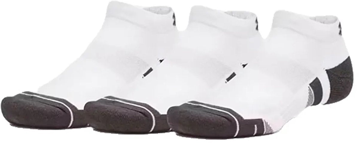 Under armour new ua perf tech 3pk low-wht unisex sportsokken - wit - jet grijs