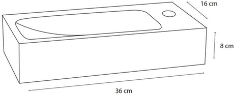 Differnz doni fontein - wasbakje van beton - toiletfontein met robuuste uitstraling - strakke rechthoekige vorm - 1 kraangat - 36 x 16 x 8 cm - kleur donkergrijs
