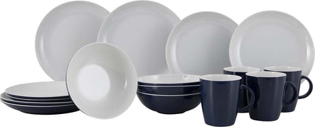 Gimex Solid Line Geschirr - Blau Weiß - 16 Stück