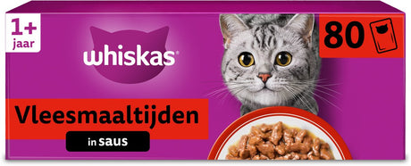 Whiskas Katzenfutter – Erwachsene 1+ – klassische Auswahl in Soße – 80 x 85 g