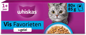 Whiskas Katzenfutter – Erwachsene ab 1 Jahr – Fisch in Gelee – Giga-Pack 80 x 85 g