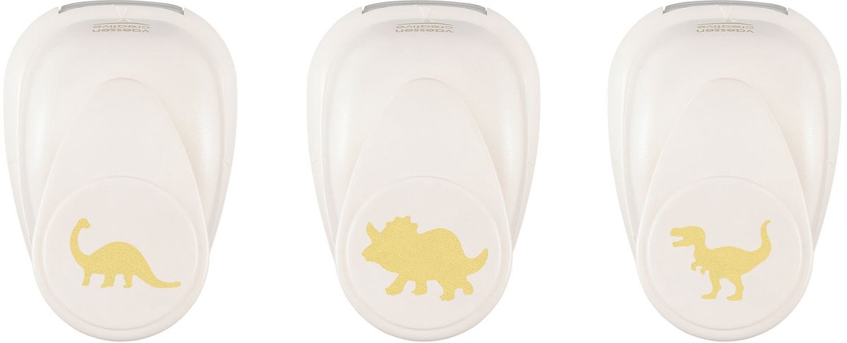 Vaessen creative ponsen - figuurponsen set - dino - 3 st. - 1,4 x 2,2 cm - 1,6 x 2,4 cm - 1,8 x 2,2 cm
