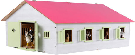Kinderglobus Pferdestall rosa mit 7 Boxen, 1:24