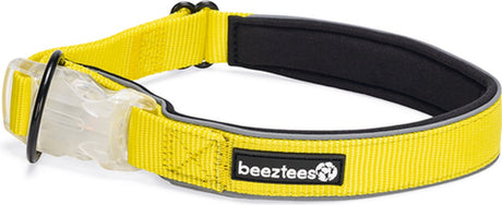 Beeztees safety gear parina - hondenhalsband - nylon - geel - 45-50x2,5 cm