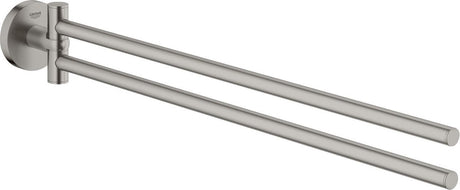 Grohe Essentials Handtuchhalter mit zwei drehbaren Armen – Supersteel (Edelstahl)