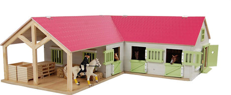 Kinderglobus Eckpferdestall mit 3 Boxen und Lagerraum 1:24 68x77x27cm rosa (ohne Zubehör)