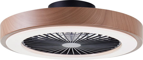 Brilliant Slimline - Deckenventilator - mit Beleuchtung - LED 40w - 3000k-6500k - dimmbar - schwarz mit Holzstrukturkante - sehr leise