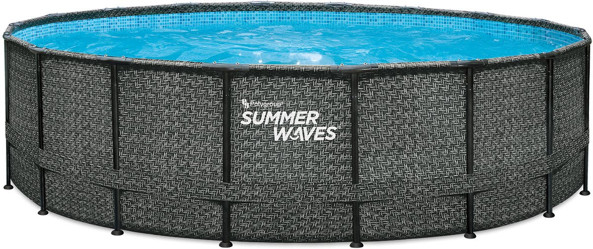 Summer Waves Schwimmbad Elite Rahmen 549 x 132 cm dunkles Fischgrätenmuster + Sandfilterpumpe