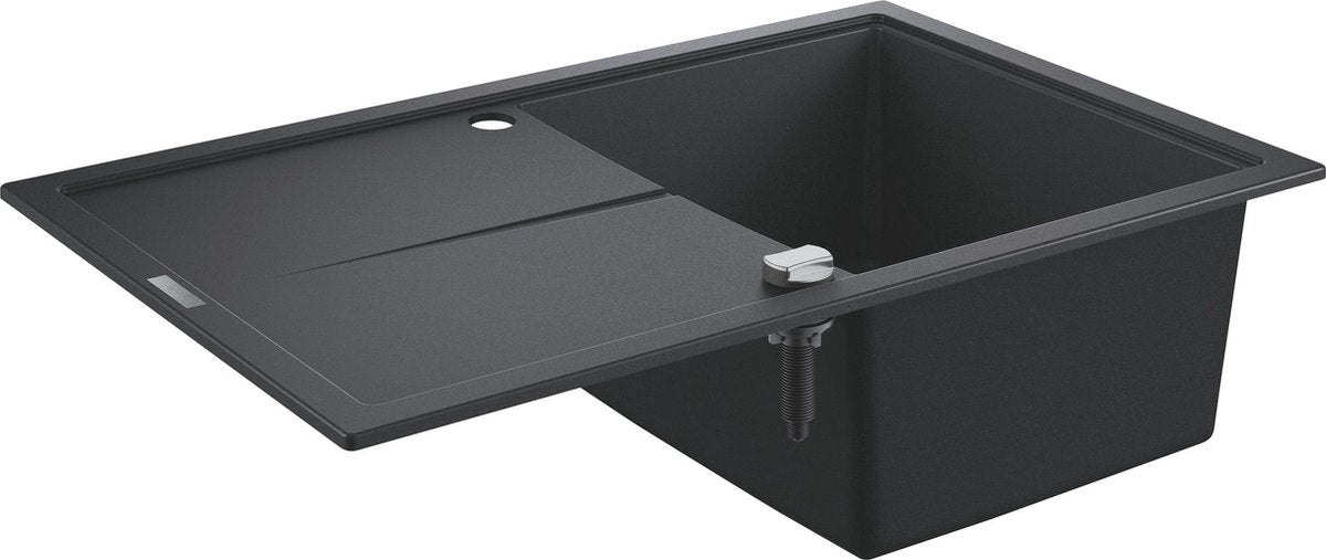 Grohe k400 composiet spoelbak - 78cm - inbouw - met overloop en automatische afvoer - granite black
