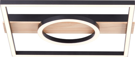 Brilliant maureen - plafondlamp - led 24w - 3000k - zwart - hout