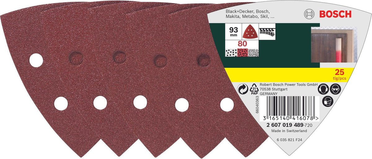 Bosch 25-teiliges Schleifblatt-Set für Deltaschleifer – Körnung 80