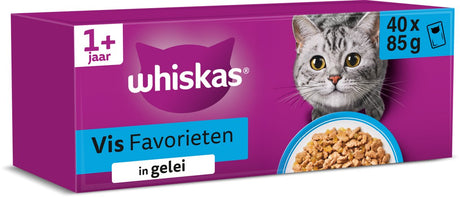 Whiskas Katzenfutter – Erwachsene ab 1 Jahr – Fischauswahl in Gelee – 40 x 85 g