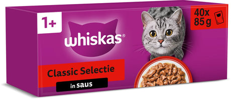 Whiskas Katzenfutter – Erwachsene 1+ – klassische Auswahl in Soße – 40 x 85 g