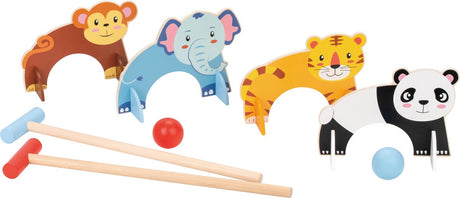 Lelin ® houten dieren croquet set – houten speelgoed voor buiten spelen en motorische vaardigheden – vanaf 3 jaar