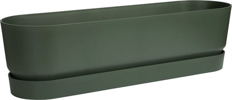 Elho Greenville Trog lang 70 – Pflanzgefäß für den Außenbereich – 100 % recycelter Kunststoff – L79,0 x B19,5 x H18,5 cm – blattgrün