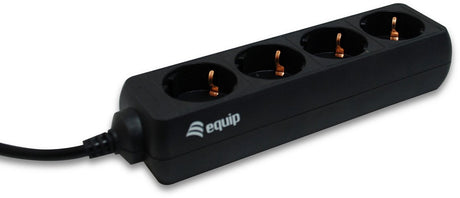 Equip 333281 Steckdosenleiste mit 4 Ausgängen, 1,1 m, Typ F, schwarz, 4 AC-Ausgänge, 100–240 V, 50–60 Hz