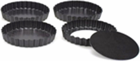 Point-Virgule-Backform – 4 Mini-Kuchenformen – Antihaftbeschichtung – loser Boden – ø 10 cm