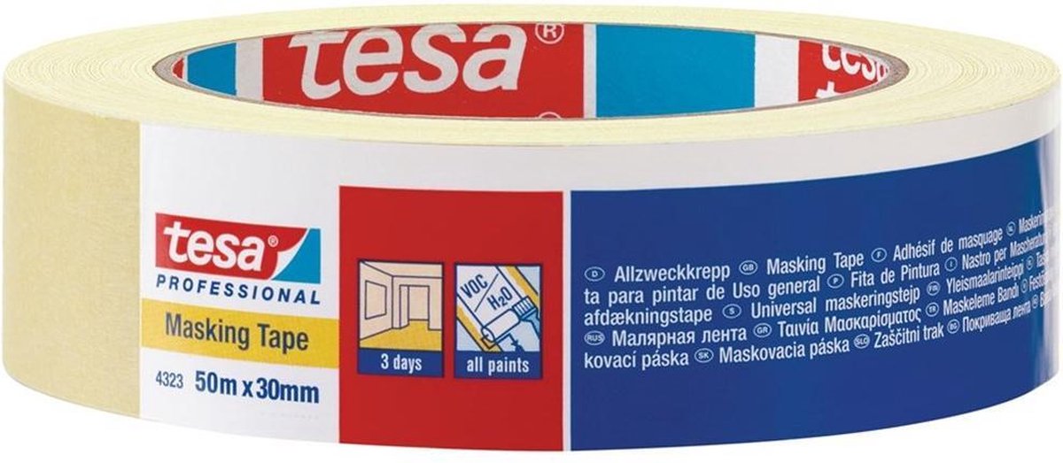 Tesa Abdeckband 4323 30 mm 50 m hellgelb
