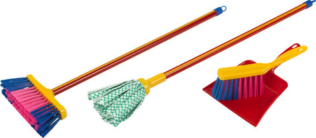 Klein Toys Pure Fresh Mopp-Set – Mopp, Besen, Handkehrmaschine und Kehrschaufel – 61 cm langer Mopp – 55 cm langer Besen – mehrfarbig