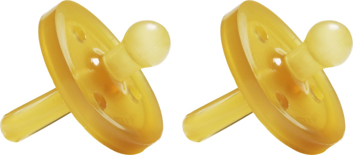 Natursutten-Schnuller aus Gummi – 0–6 Monate – runder Schild – Kirschtülle – 2 Stück