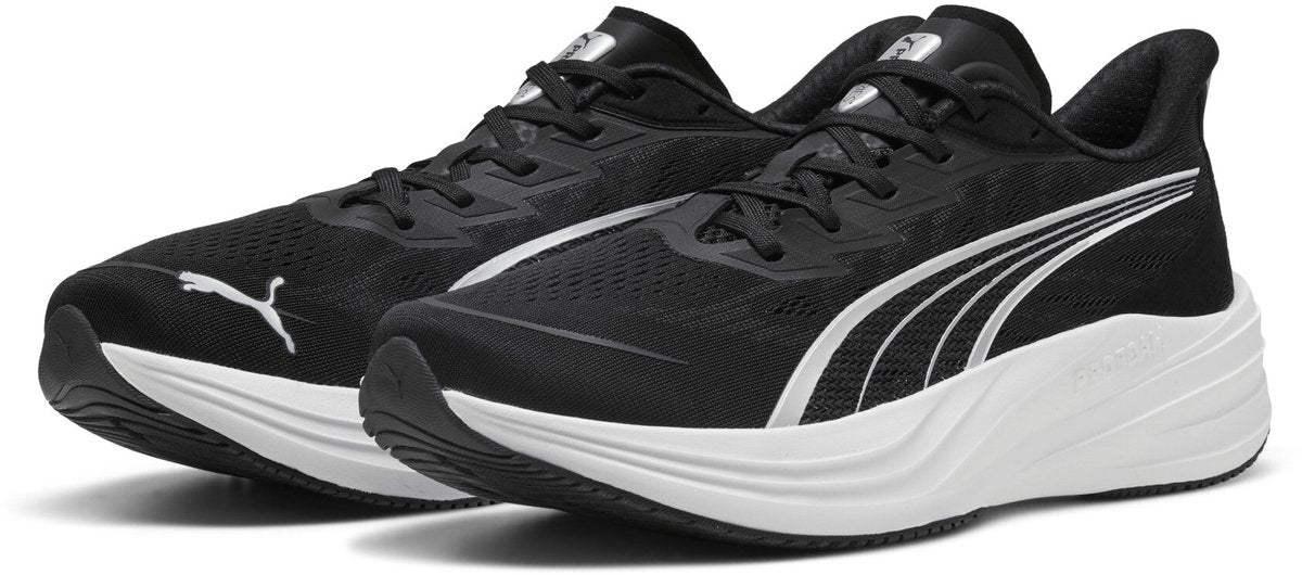 Puma Darter Pro 2 Unisex-Sportschuhe - Schwarz-Silber-Weiß