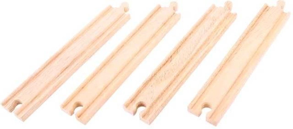 Bigjigs Rail Holzeisenbahngleise, rechte Teile (4 Stück)