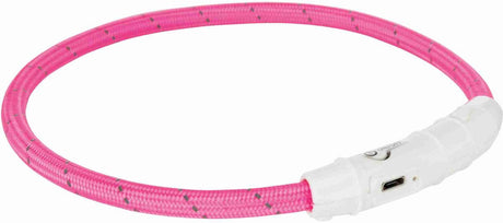 Trixie leuchtendes Hundehalsband Flash USB TPU Nylon rosa