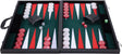 Engelhart backgammon 21 inch - groen, rood wit ingelegd bord - luxe zwarte koffer met handvat -