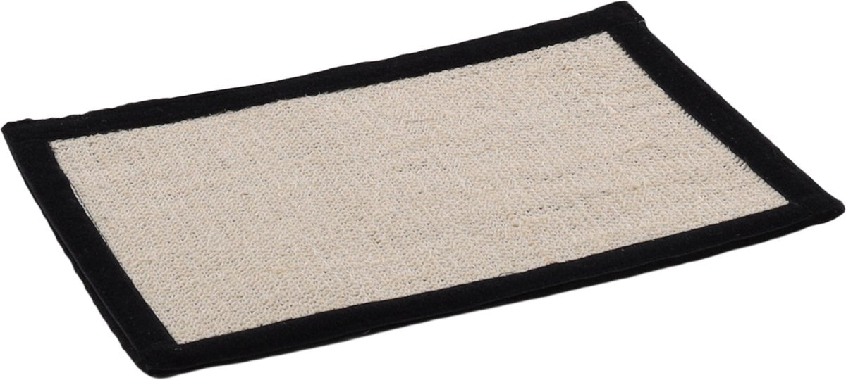 Flamingo kattenspeelgoed krabmat beige zwart – sisal krabmat 32 x 45 cm met klittenband – krabspeelgoed kat – meubelbescherming – krabmat bank – krabmat poot