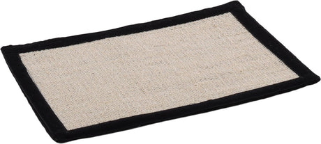 Flamingo kattenspeelgoed krabmat beige zwart – sisal krabmat 32 x 45 cm met klittenband – krabspeelgoed kat – meubelbescherming – krabmat bank – krabmat poot