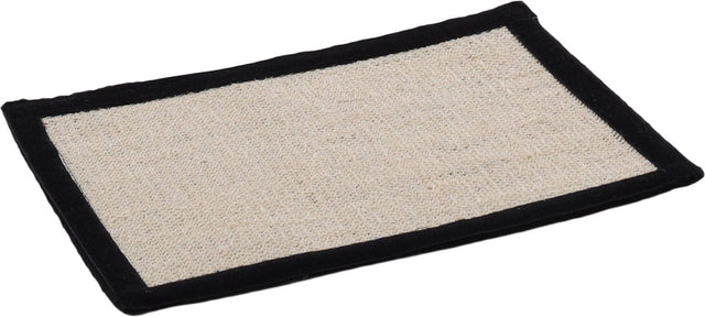 Flamingo kattenspeelgoed krabmat beige zwart – sisal krabmat 32 x 45 cm met klittenband – krabspeelgoed kat – meubelbescherming – krabmat bank – krabmat poot