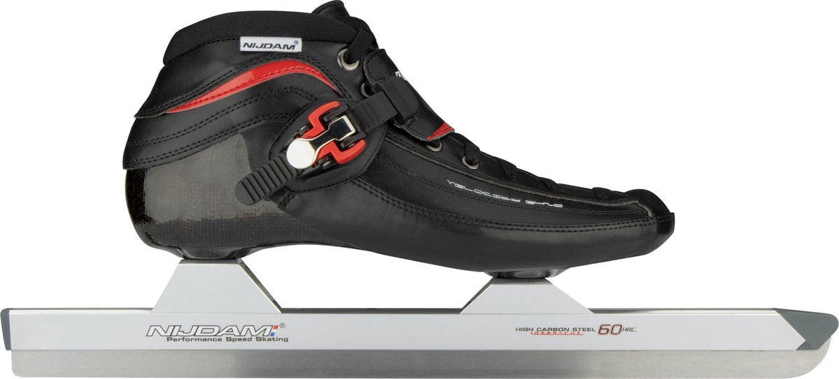 Nijdam premium norenschaatsen carbon - laag - zwart rood - maat 40