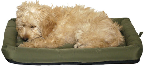 Wasserabweisende Hundematratze aus Rosenholz – Größe M (60×75 cm) – waschbares Hundekissen mit rutschfester Unterseite – klassische grün gepolsterte Hundematte
