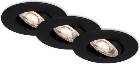 Briloner kulana - Einbaustrahler 3er Set - drehbare Einbauleuchten - 3 x LED 5w 460lm - Lichtfarbe: Warmweiß - Einbautiefe: 30mm - Einbaumaße: 68mm - Produkt: ø90mm - Schwarz