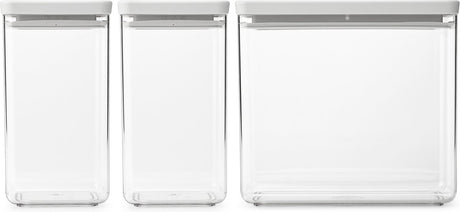 Brabantia leckere+ Vorratsbehälter – stapelbar – 1,6 + 1,6 + 3,5 l – Hellgrau
