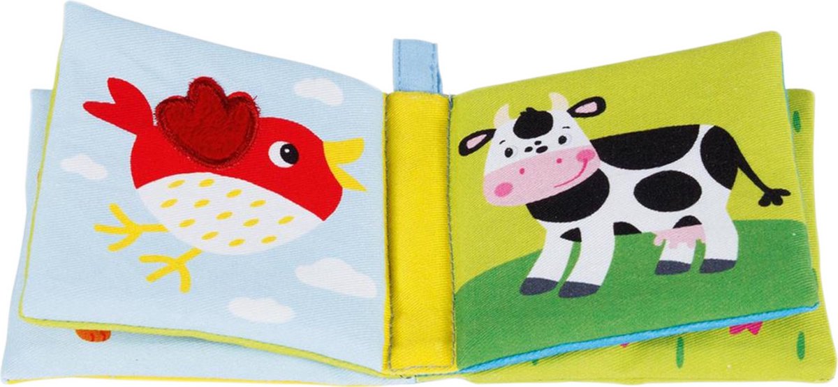 Goki-Buch - Tiere - Stoff - mit Quietscher, Knisterfolie - Baumwolle - 9x9cm