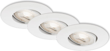 Briloner kulana – Einbaustrahler 3er-Set – dimmbar – drehbare Einbauleuchten – 3 x LED 5 W 460 lm – Lichtfarbe: Warmweiß – Einbautiefe: 30 mm – Einbaumaße: 68 mm – Produkt: ø90 mm – Weiß