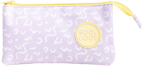 Ancor Schulmäppchen, glatt, leer, rechteckig, 3 Fächer, lila mit Design – an-124941-d