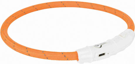 Trixie leuchtendes Hundehalsband Flash USB TPU Nylon orange
