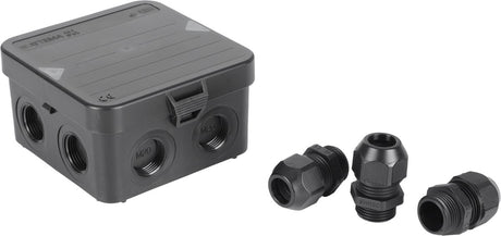 Attema Kabelbox M20 – Schwarz – 3 Kabelverschraubungen – IP65