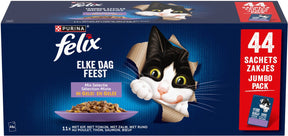 Felix elke dag feest mix selectie - kattenvoer natvoer - kip tonijn zalm rund - 44 x 85 gr