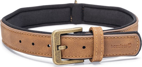 Beeztees balacron ax halsband hond - kunstleer - bruin - 38-48 cm x 25 mm