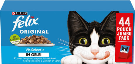 Felix Original in Gelee - Nassfutter für Katzen - Fischauswahl - 44 x 85g